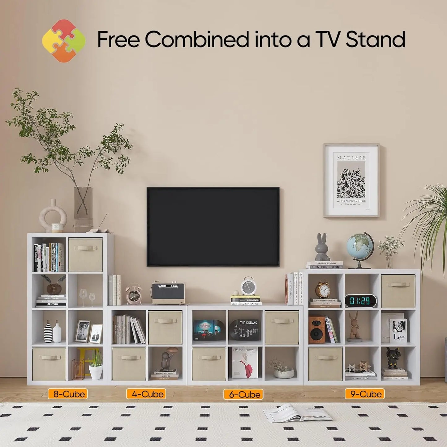 20-Cube Storage Organizer Sturdy Wooden Bookcase Open Book Shelf