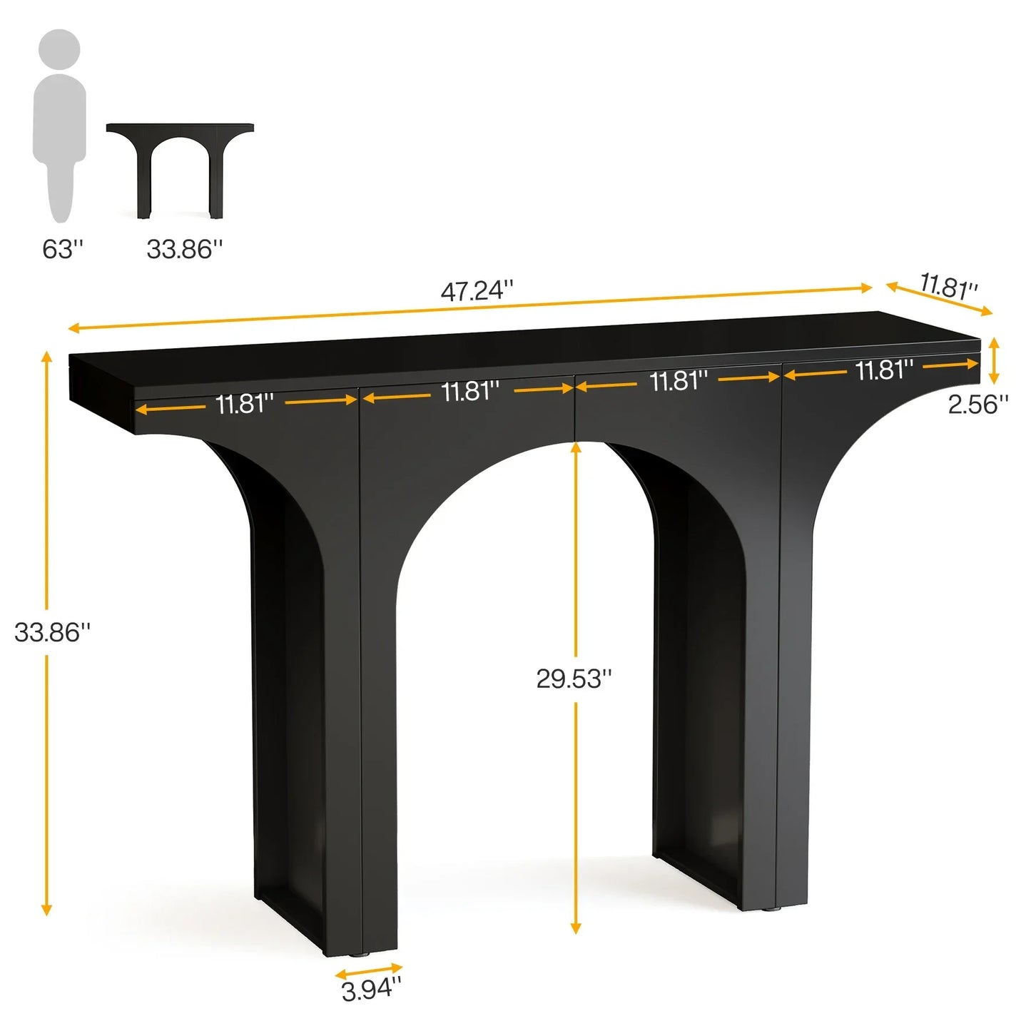 Console Table Wood 33.86"H x 47"W