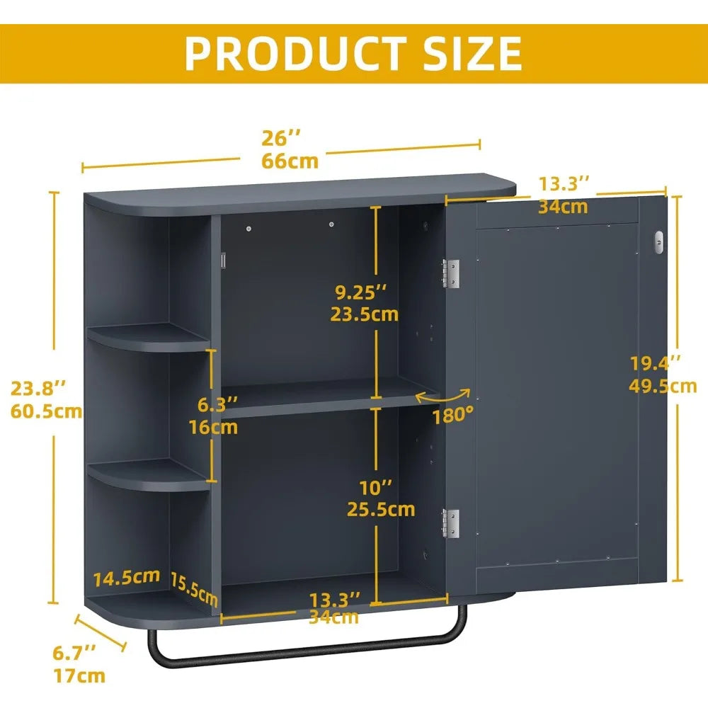 Bathroom Medicine Cabinet with Mirror, Wall Mounted Bathroom Cabinet