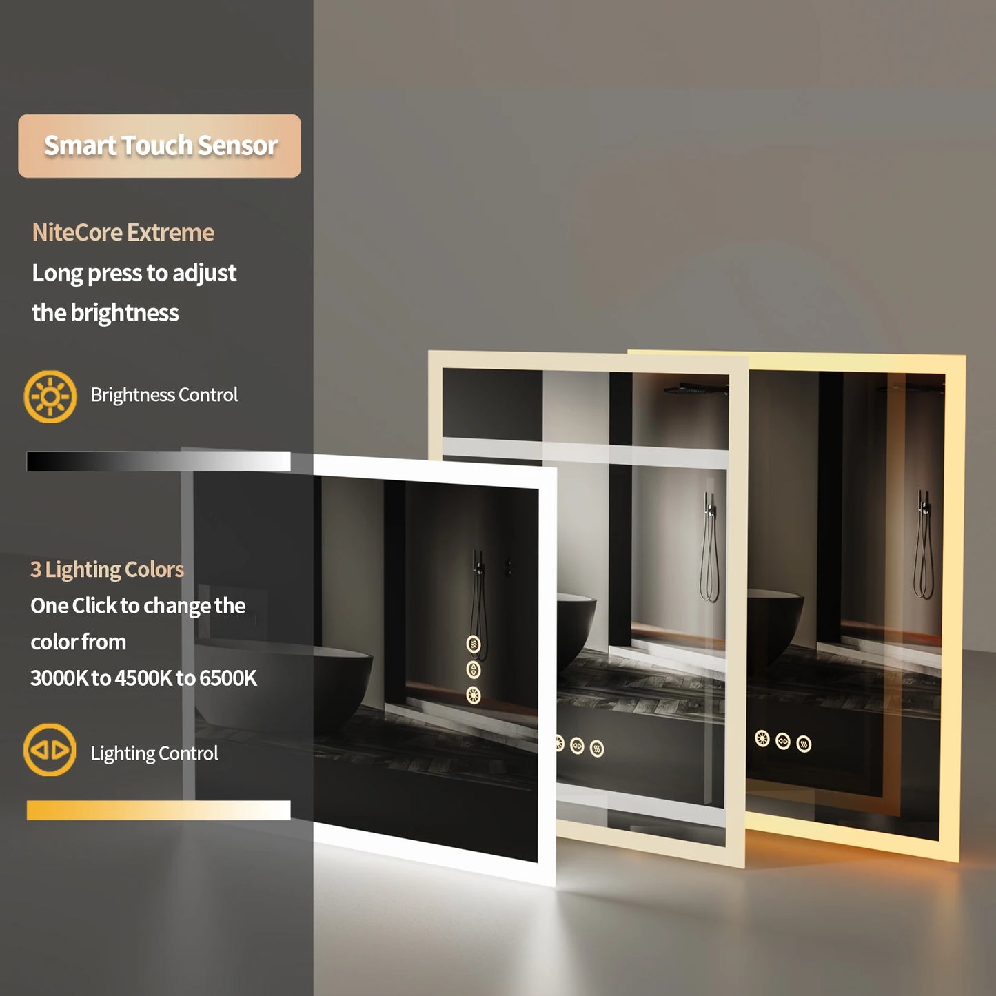 16x20 inch LED Lighted Bathroom Mirror with Anti-Fog, Smart Touch Button
