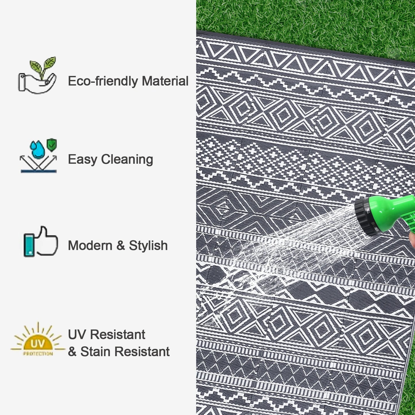 Outdoor Rug 5x8 Waterproof Reversible Patio Rug Outside