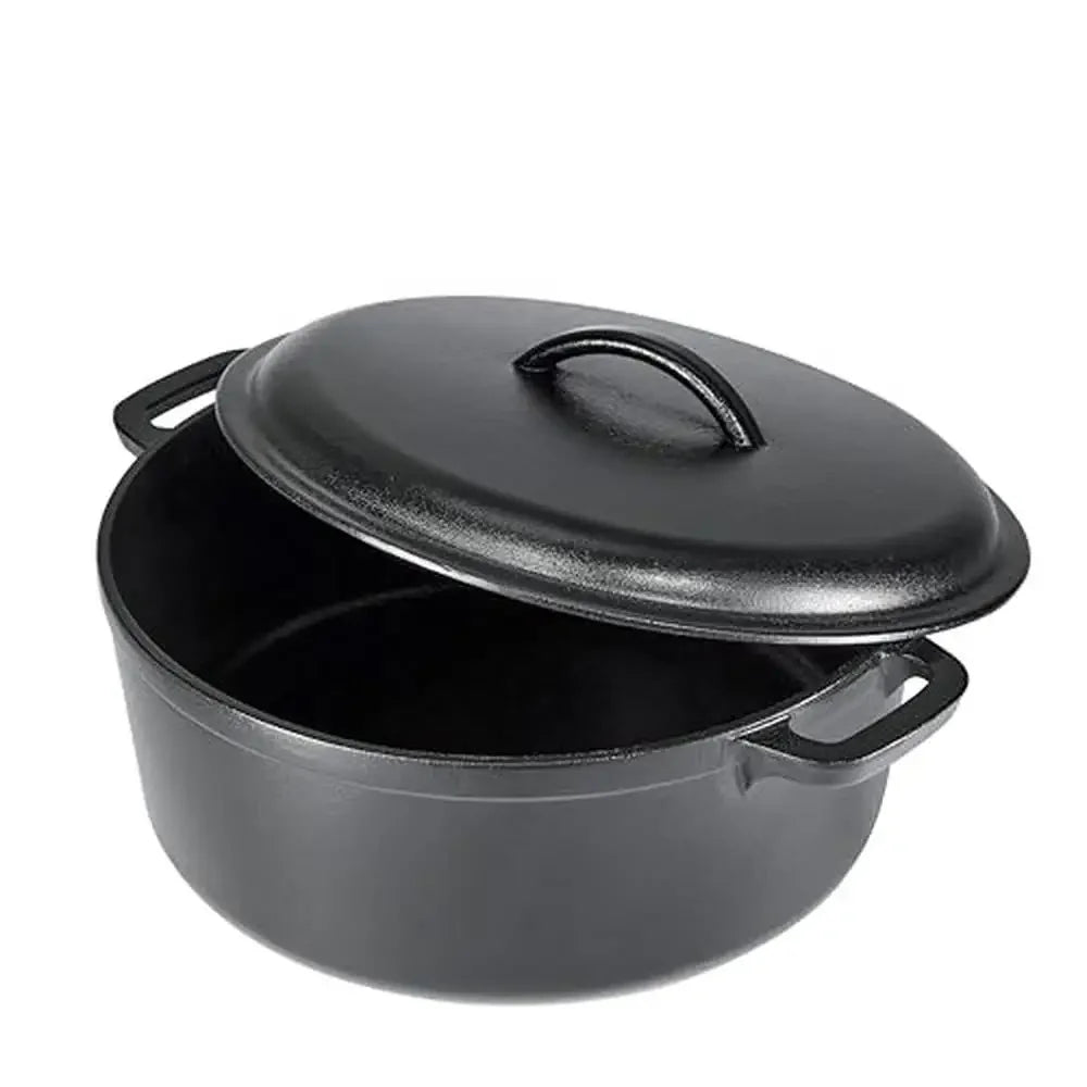 Cast Iron Dutch Oven Pot 7 Quart Pre-Seasoned High Heat Retention