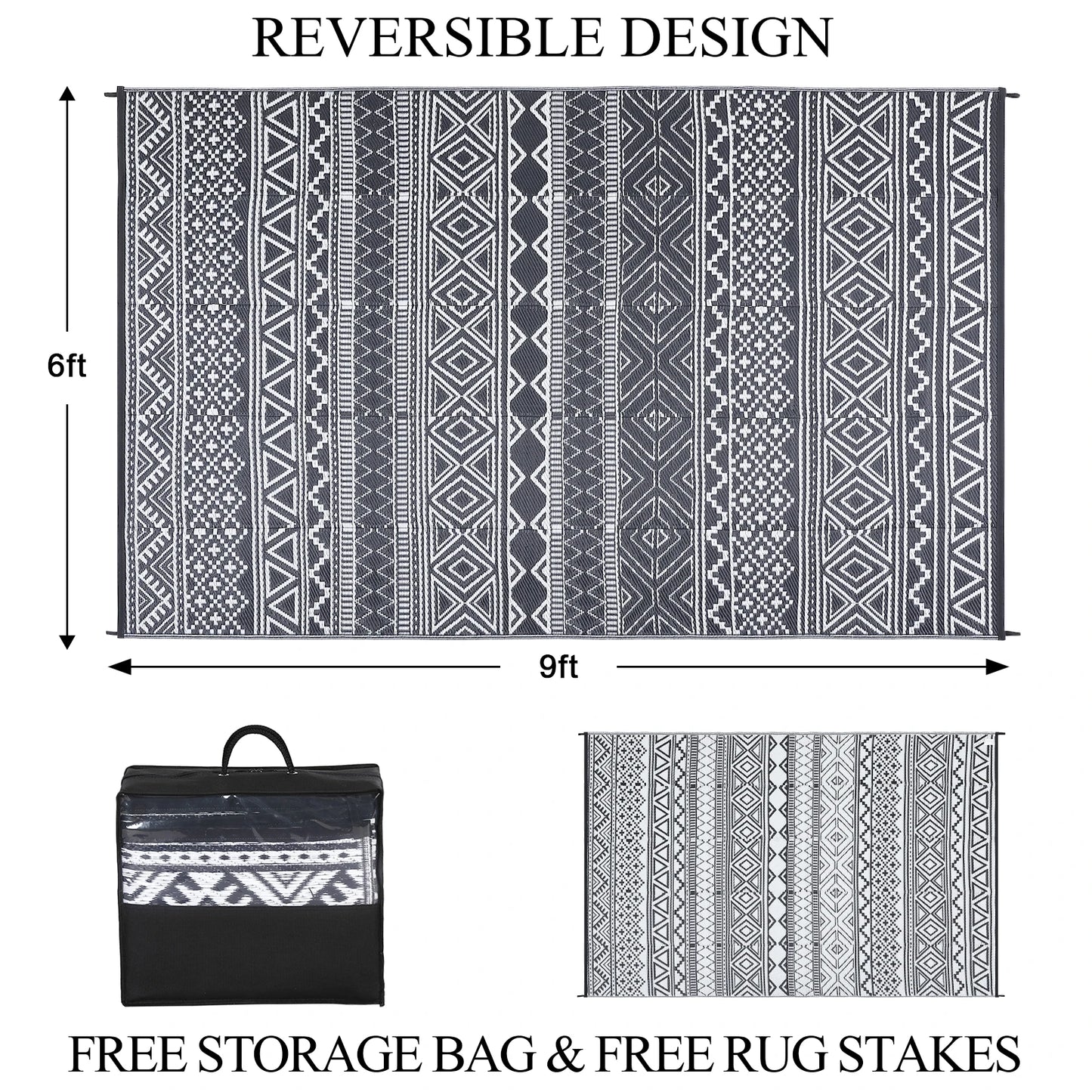 Outdoor Rug 5x8 Waterproof Reversible Patio Rug Outside