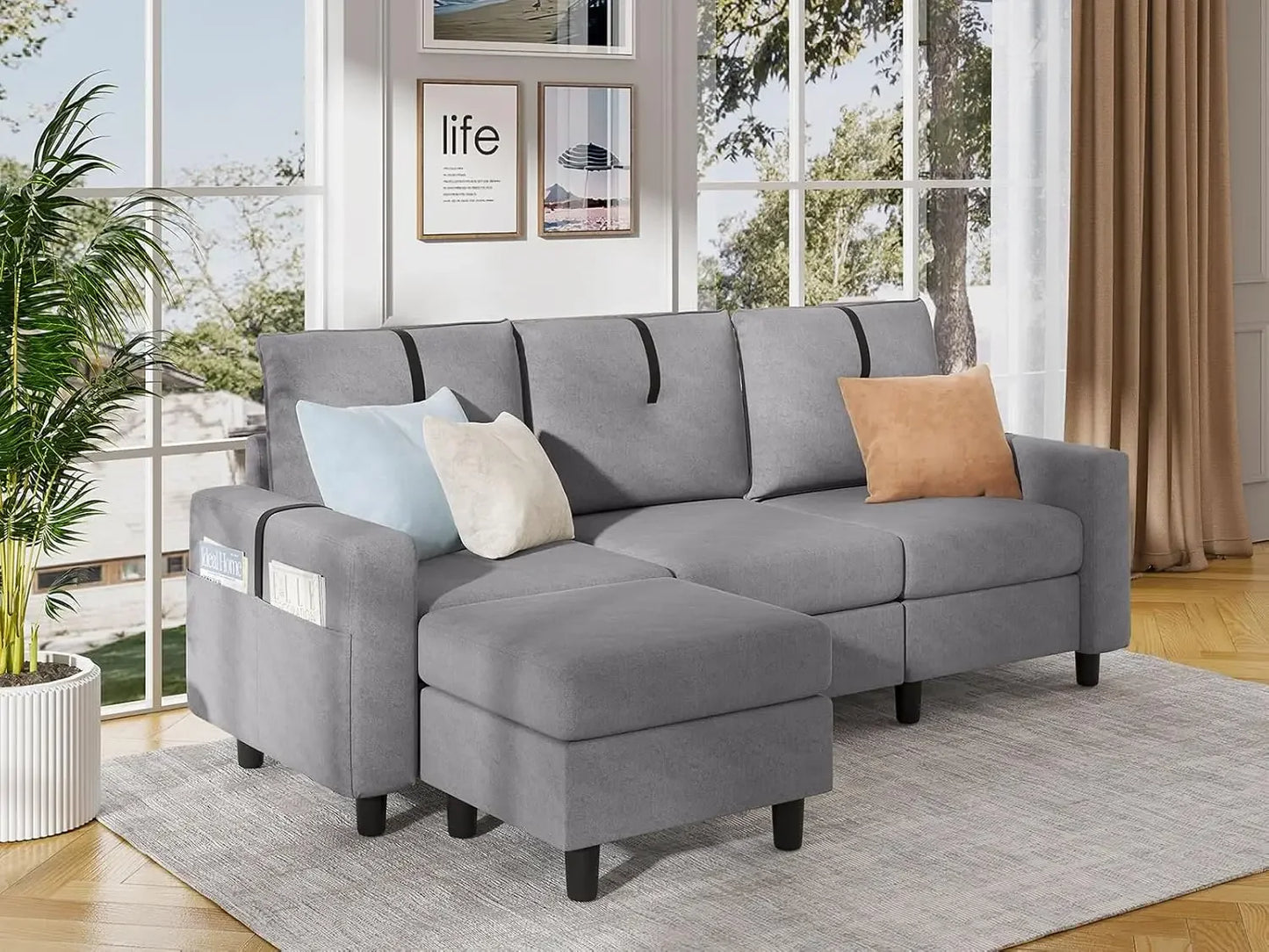 L Shaped Sectional Sofas 3 Seater Couch Modern
