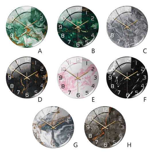 Wall Clock New Listing Round Marble Three-Dimensional Clock 11.81"