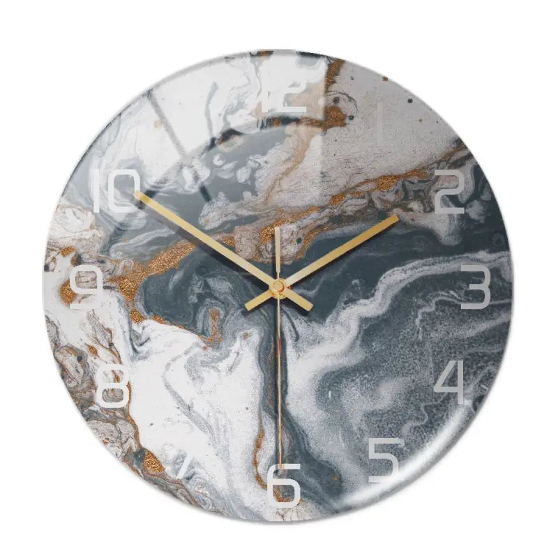 Wall Clock New Listing Round Marble Three-Dimensional Clock 11.81"