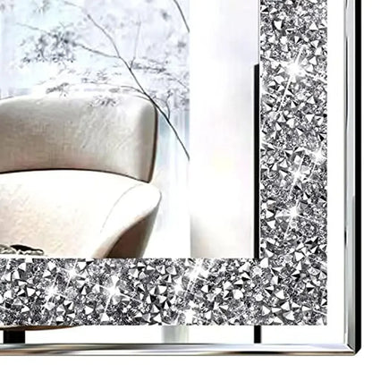 Crystal Decor Wall Mirrors Set Silver Crush Diamond 11”x15” Kit