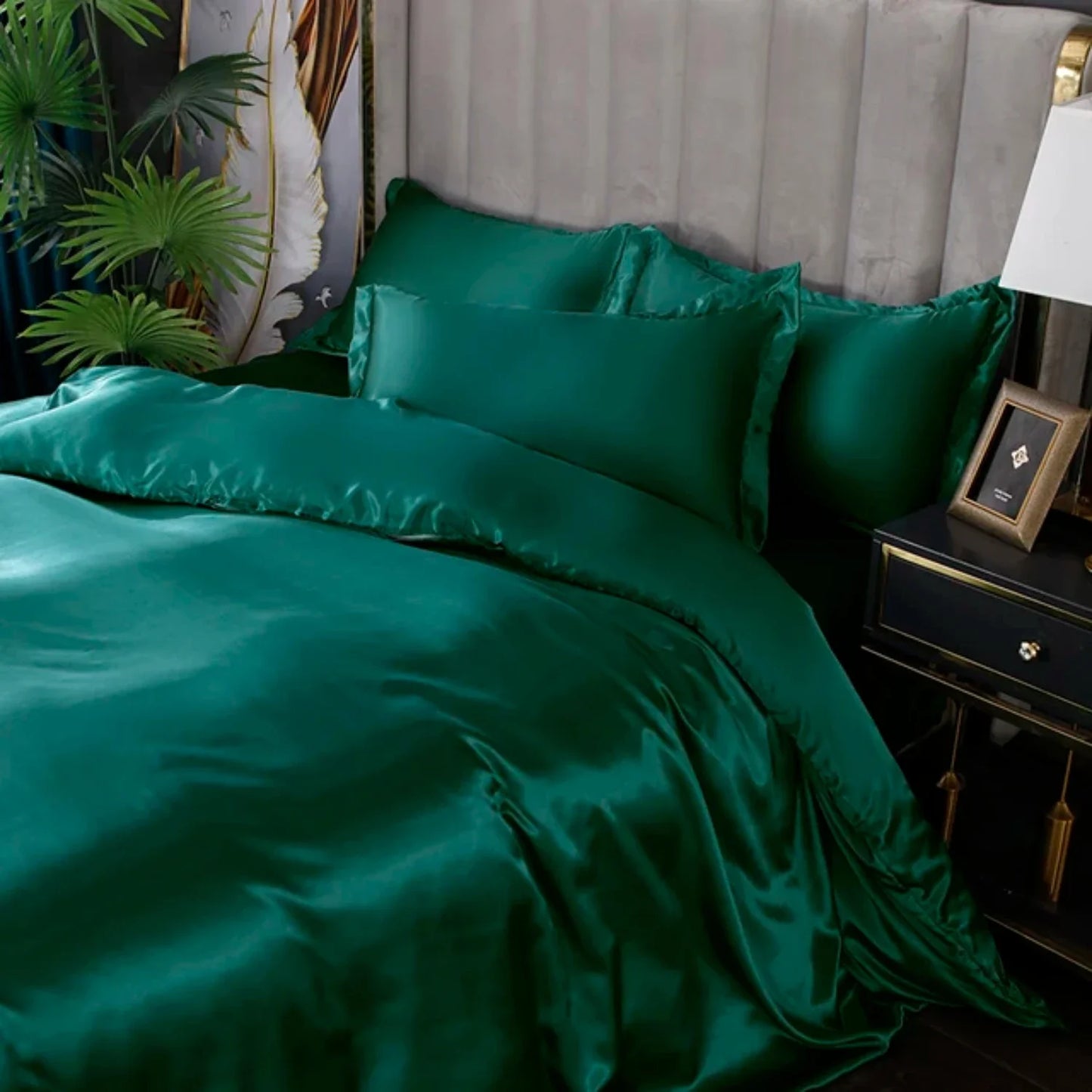 Satin Duvet Cover Set - Luxurious Double Single Size Bedding with Flat Sheet and Pillowcases