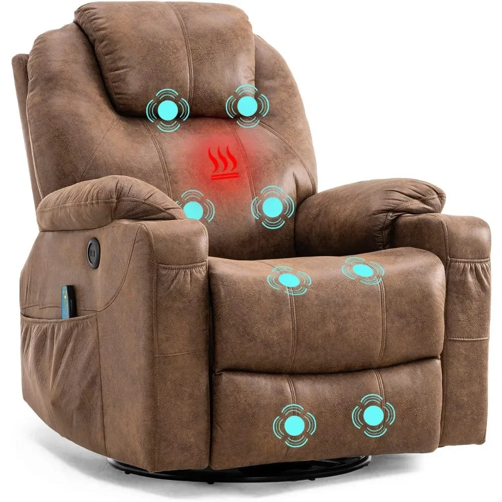 Swivel Rocker Recliner Chair Manual Glider Rocking Recliner Chair with Heated Massage