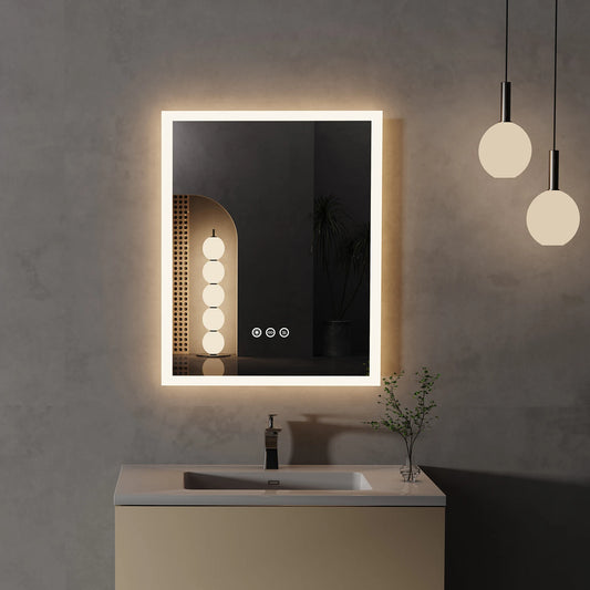 16x20 inch LED Lighted Bathroom Mirror with Anti-Fog, Smart Touch Button