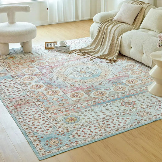 Washable Rug Vintage Area Rugs with Non-Slip Backing