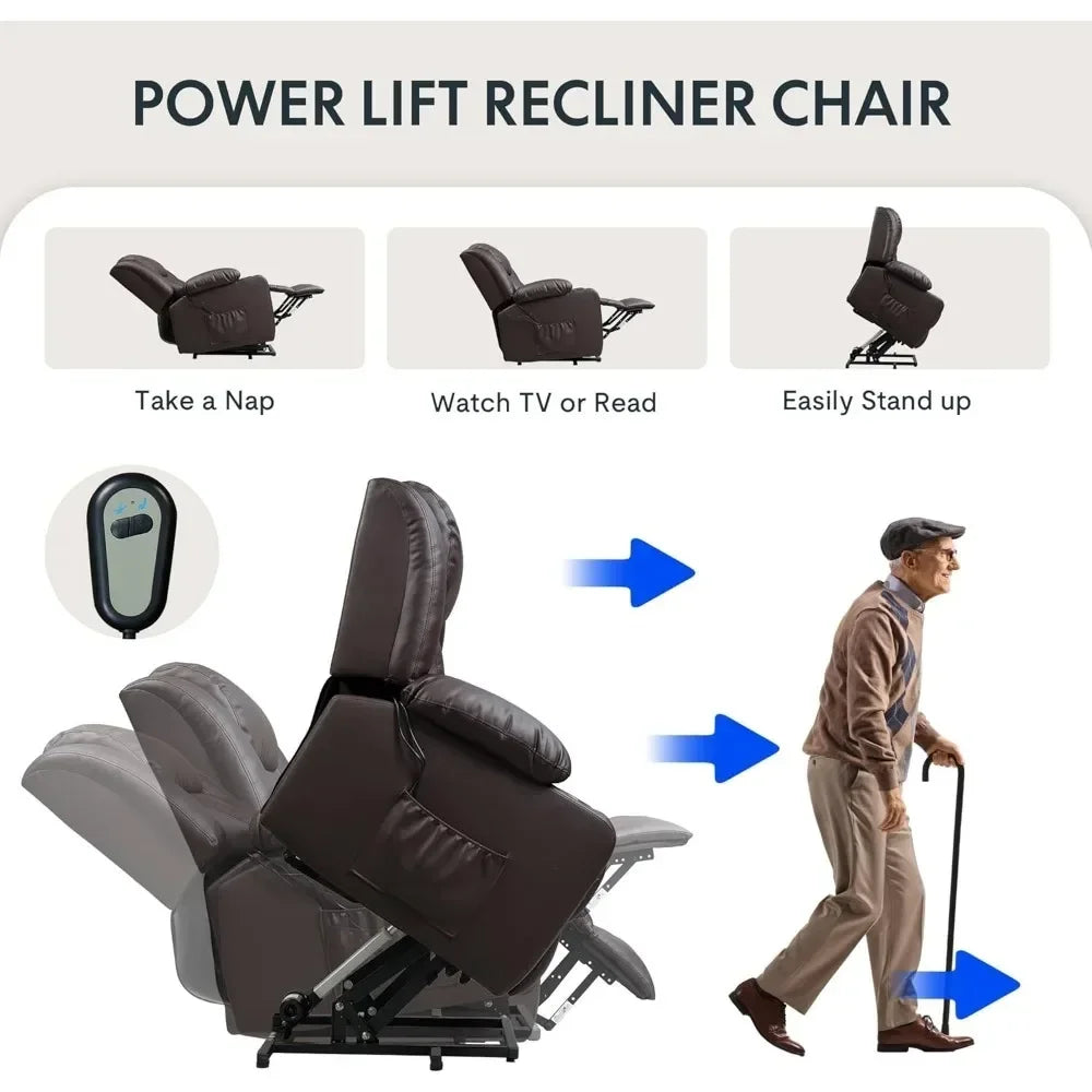 Power Lift Recliner Chair, Electric Leather Lift Recliner Chair W/Massage