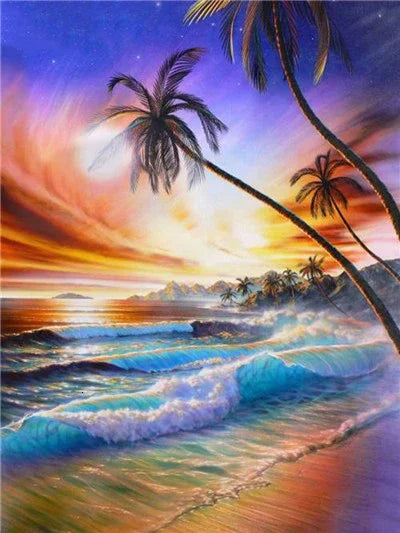 Sunset Waterfall Full Square Diamond Painting Kit - 5D DIY