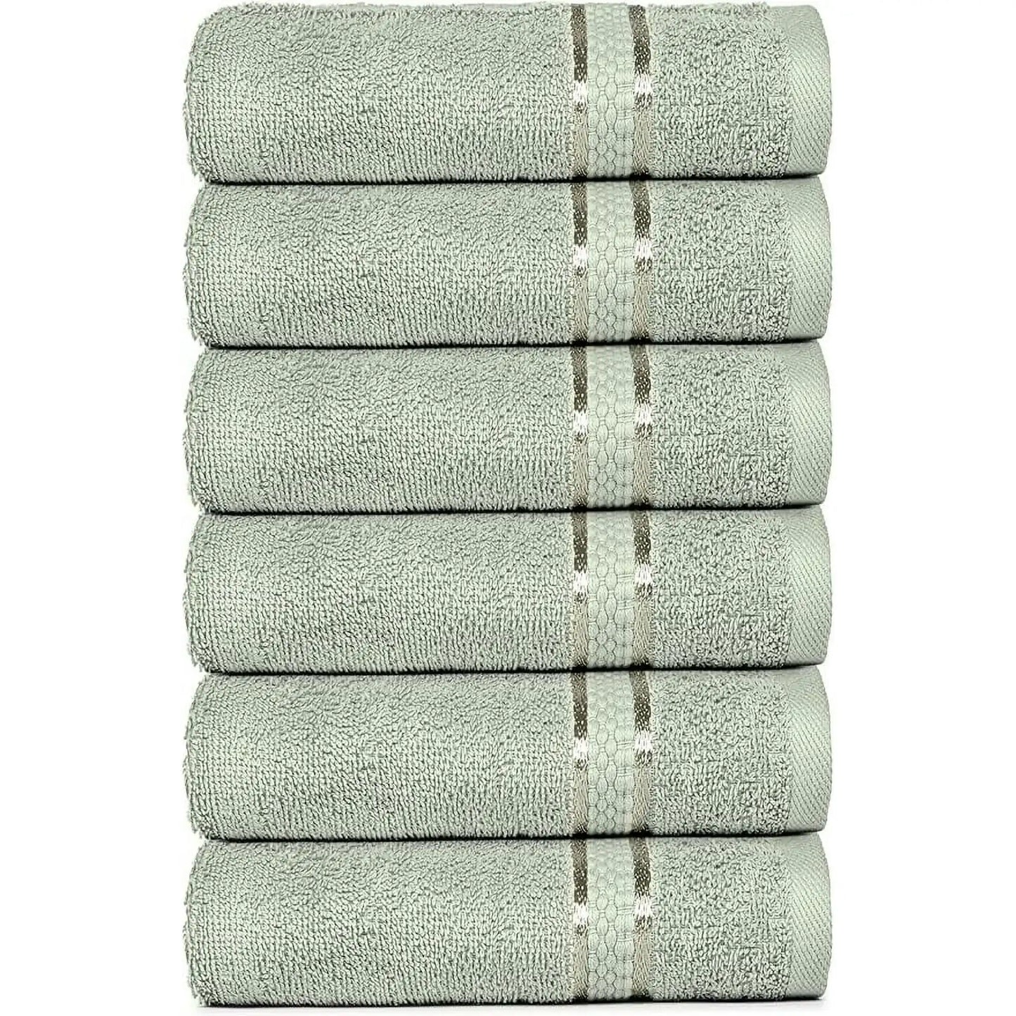 Absorbent Cotton Bath Towel Set 6-Pieces Rich Basic Collection Perfect 16" x 28"