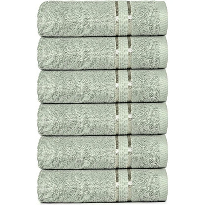 Absorbent Cotton Bath Towel Set 6-Pieces Rich Basic Collection Perfect 16" x 28"