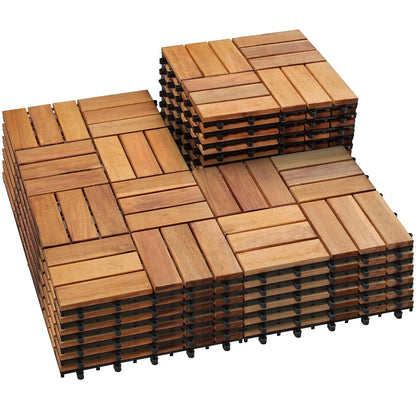 27 PCS Certified Acacia Wood Interlocking Patio Deck Tiles - 12" x 12"