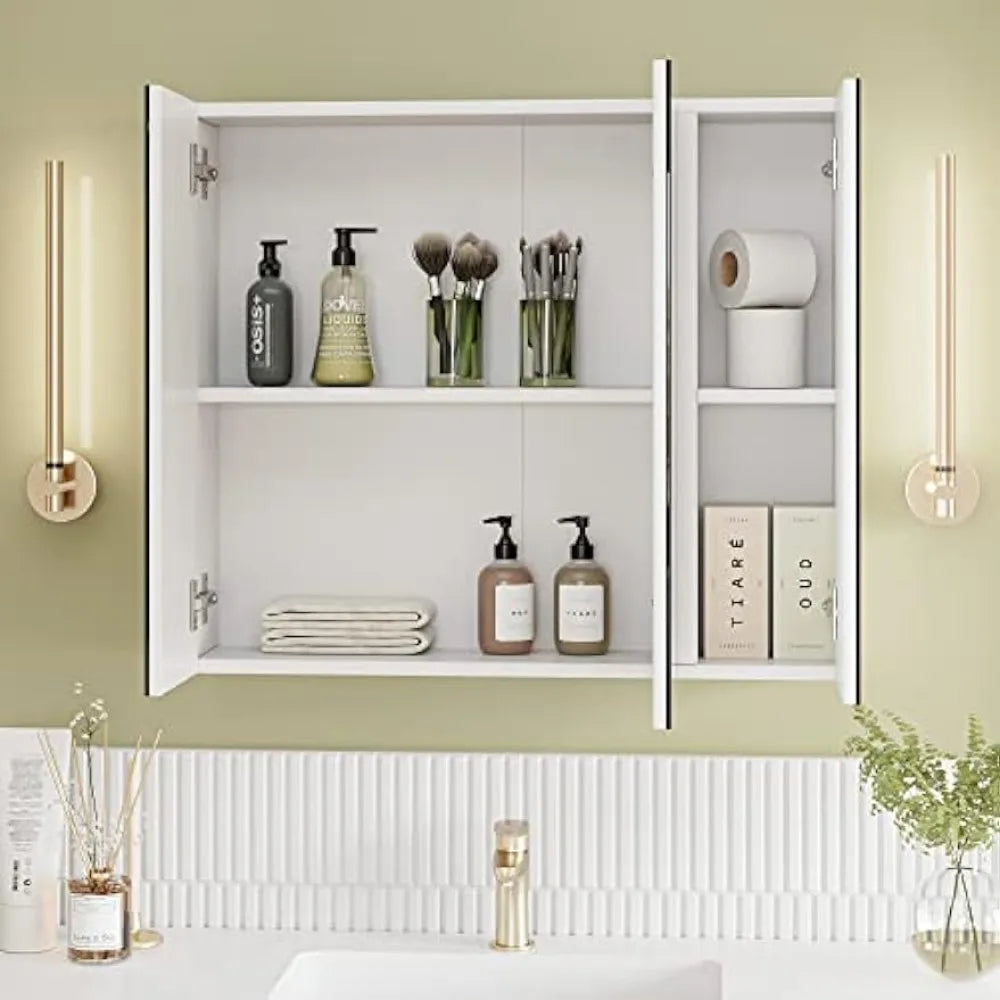 Bathroom Mirror with Storage, 27.6 x 23.6 in