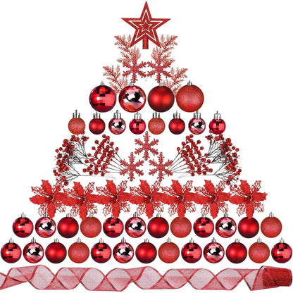 94-Piece Rose Gold Christmas Tree Decoration Set - Ornaments