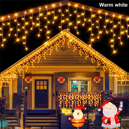 NEW 2024 Christmas Decorations Lights Solar Icicle Curtain Lights 8 Modes