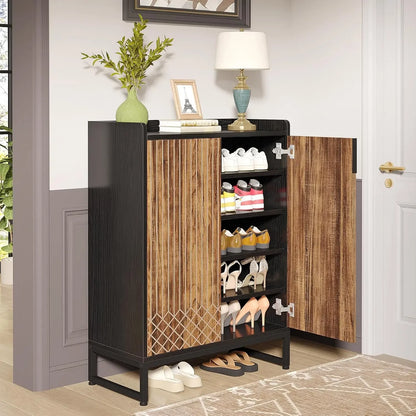 Modern Cabinet for Entryway, 25 Pairs Shoe Cabinet with Doors