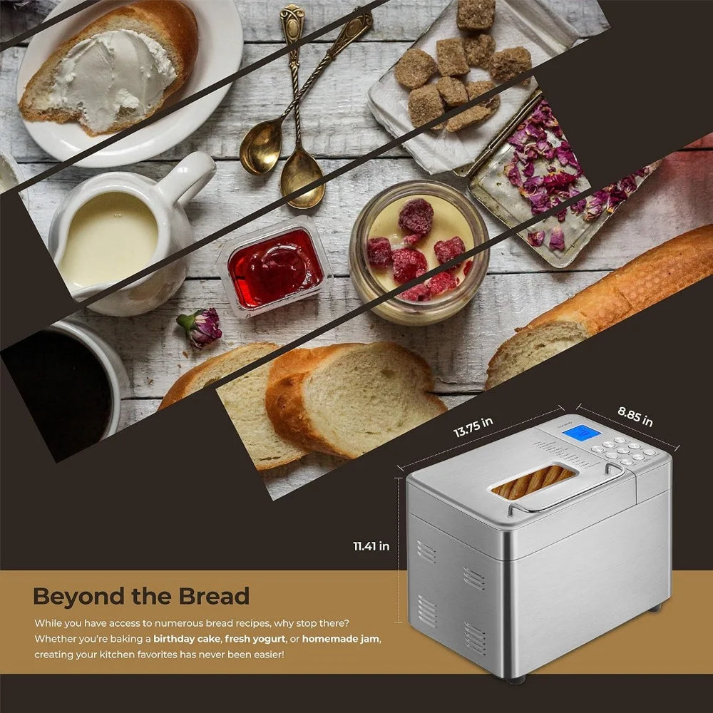 Bread Maker, 2 Lb. With 17 Menu Options, Automatic Fruit & Nut Dispenser & 6 Accessories
