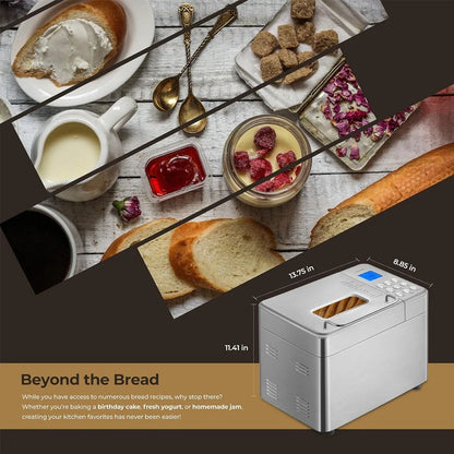 Bread Maker, 2 Lb. With 17 Menu Options, Automatic Fruit & Nut Dispenser & 6 Accessories