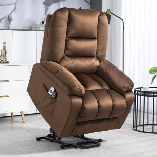 Electric Riser and Recliner Chair with Vibration Massage, Heat, Brown