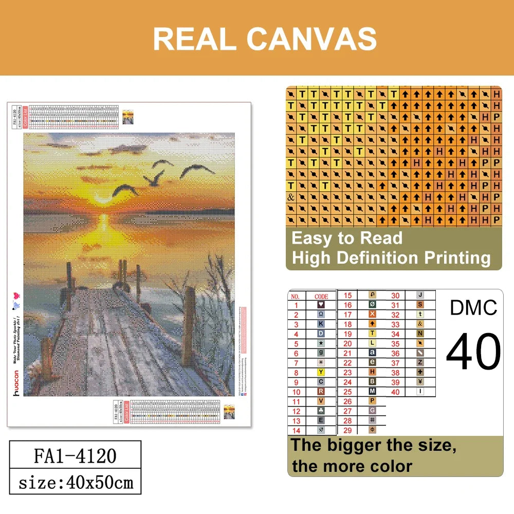 Sunset Waterfall Full Square Diamond Painting Kit - 5D DIY