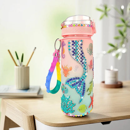 Kids Water Bottle with Glitter Diamond Decor