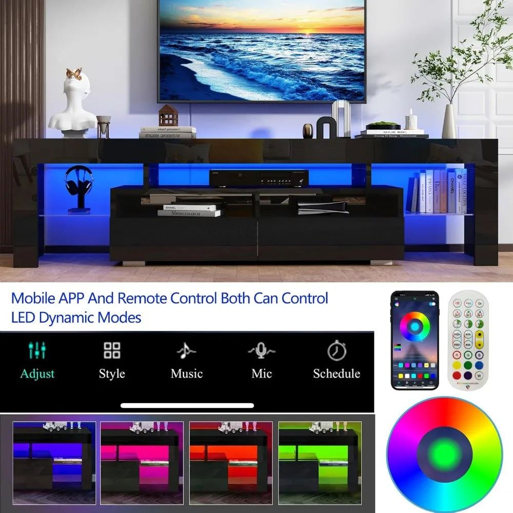 63in TV Stand 65/70 inch TV, Modern LED TV Stand Living Room Storage Drawer