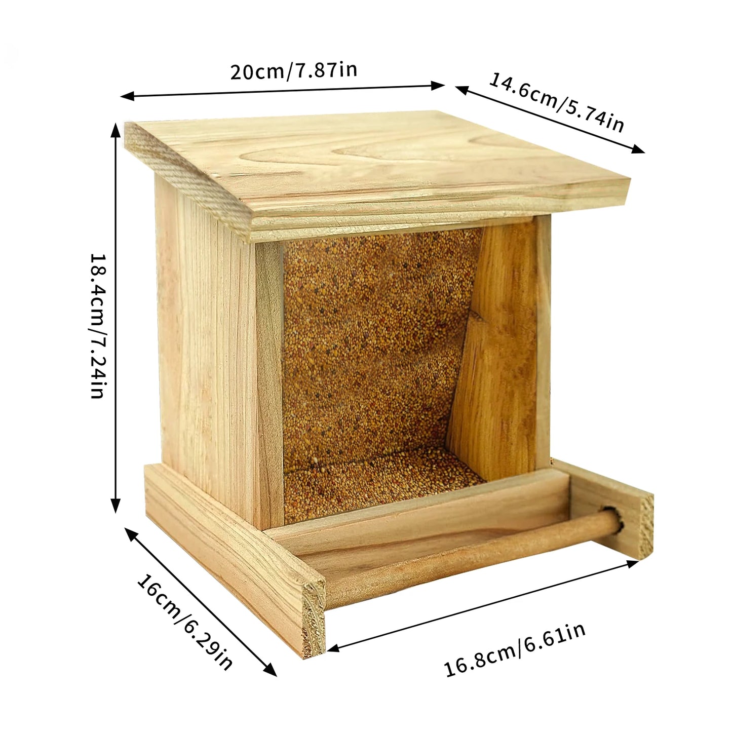 Natural Wooden Bird Feeder Garden Cardinal Bird House Feeder Hopper