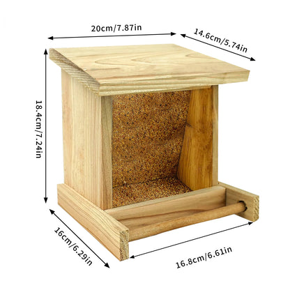 Natural Wooden Bird Feeder Garden Cardinal Bird House Feeder Hopper