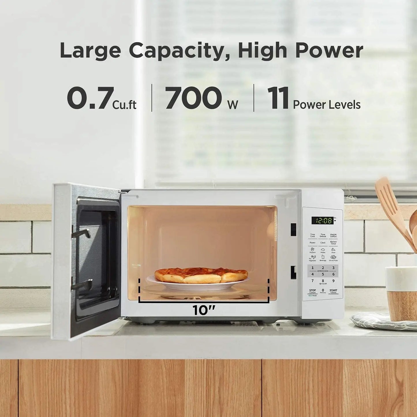 Countertop Microwave Oven with Sound On/Off, ECO Mode and Easy One-Touch Buttons