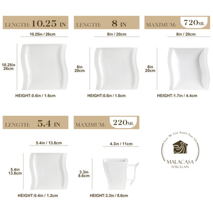 30/60 Piece White Porcelain Dinner Set Cup, Sauce, Dessert  ,Soup, Dinner Plate