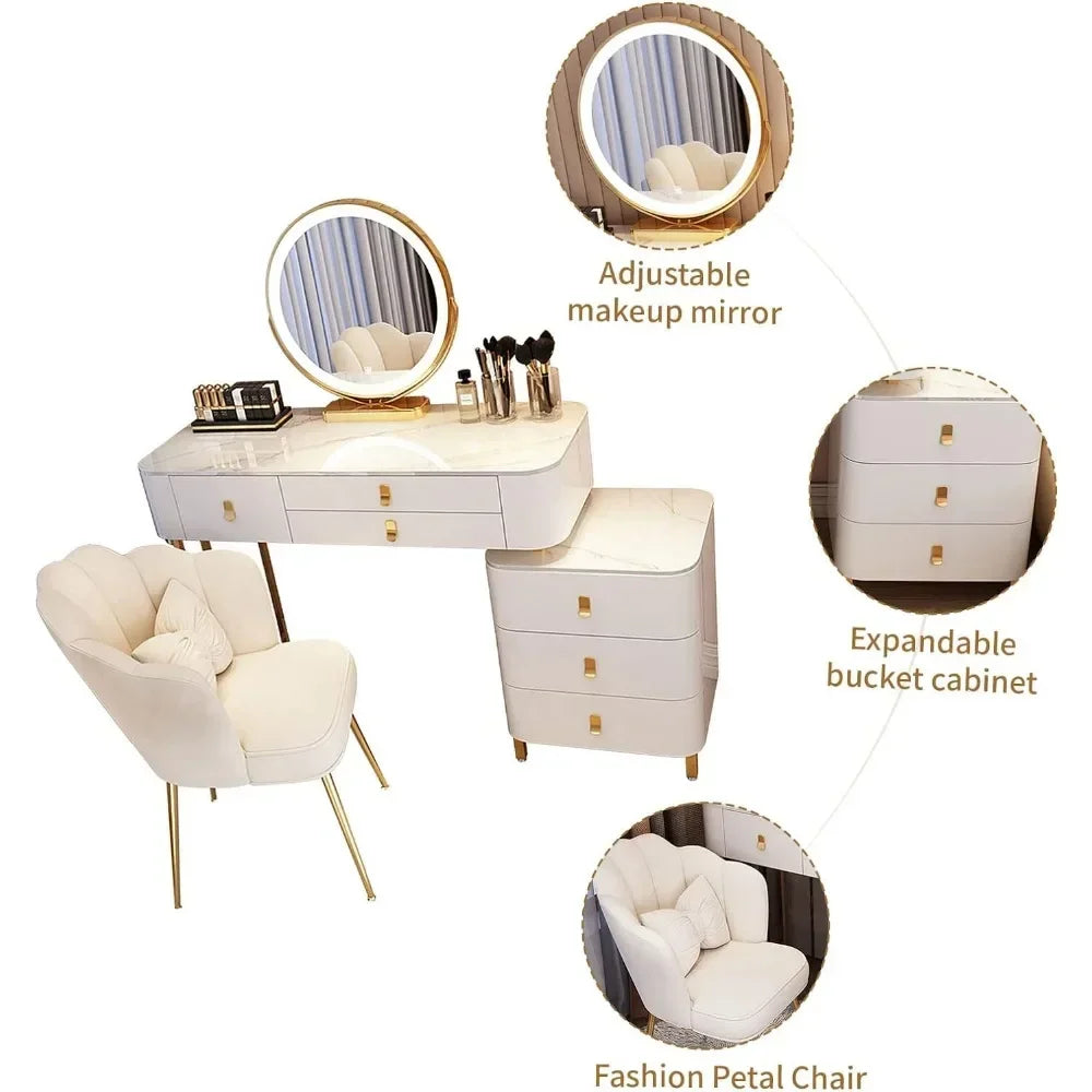 Makeup Vanity with Soft Chair Led Light