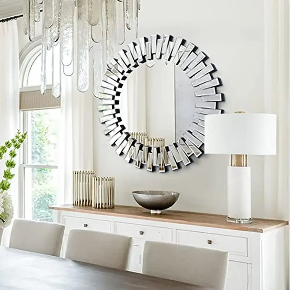 Beveled Glass Round Wall Mirror 32''