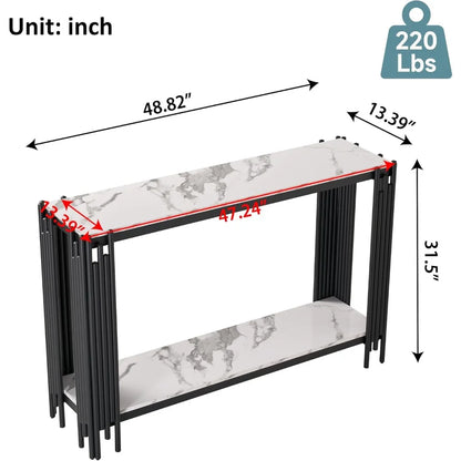 Marble Console Table 13.39"D x 48.82"W x 31.5"H