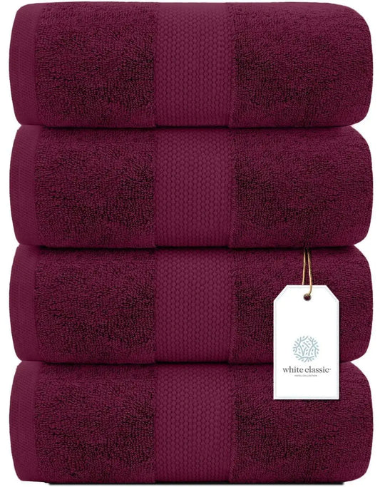 Soft Wine Red Luxury 27x54 inch Quick Dry Bath Towels Large 700 GSM Cotton