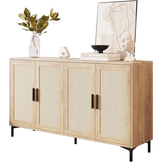 Sideboard - Kitchen Buffet Cabinet with Rattan Decorated Doors