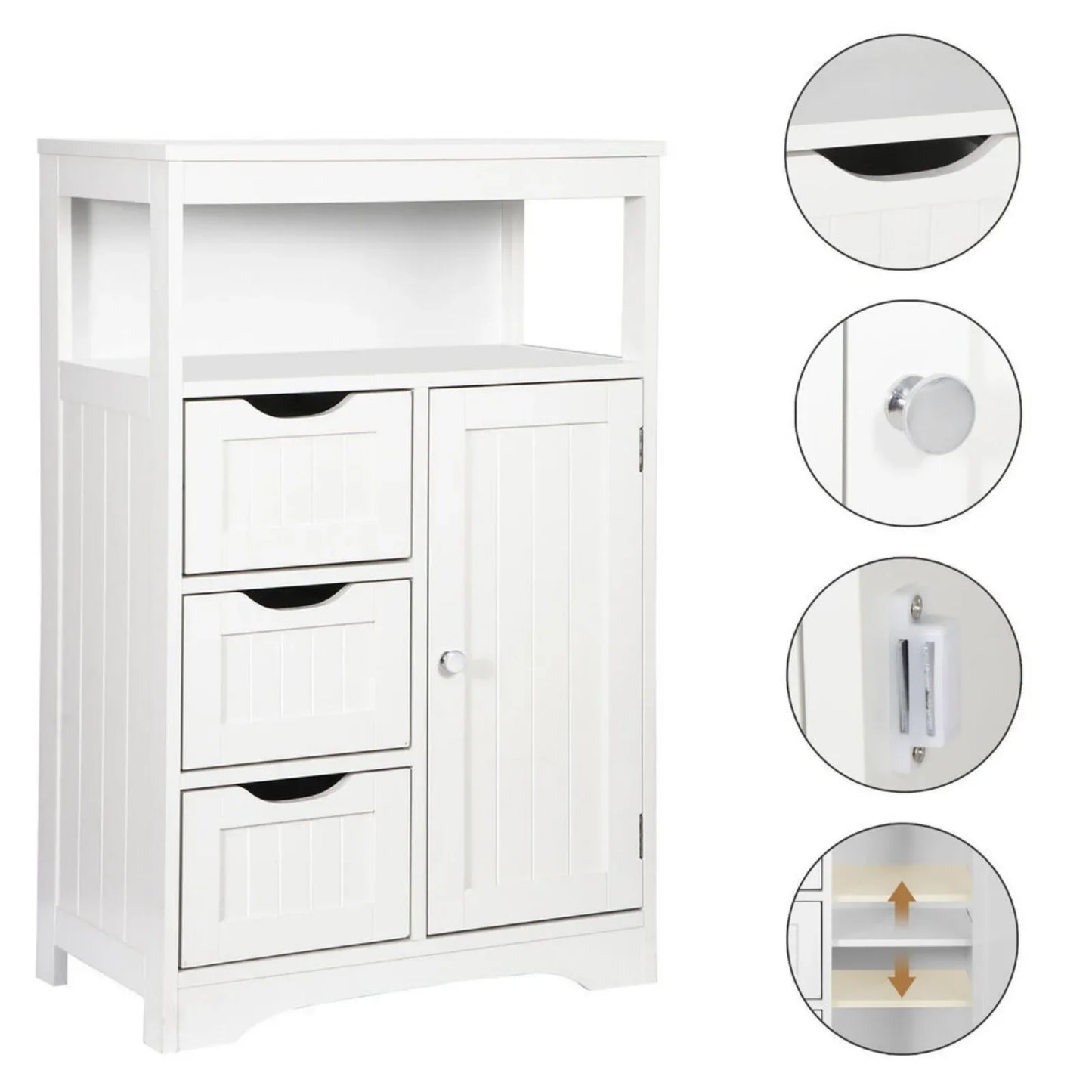 US Bathroom Floor Cabinet Storage Organizer Shelf Standing