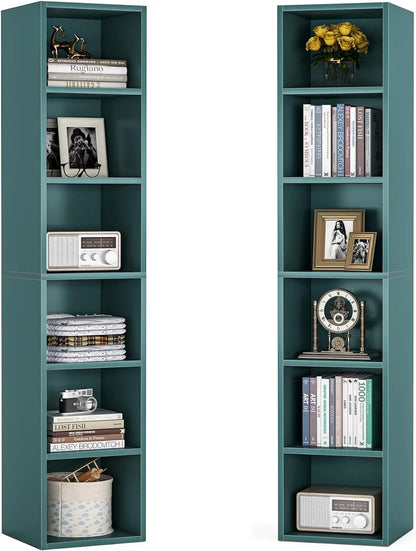 71.65-inch High Cubicle Bookshelves Set of 2, White Modern Bookshelves