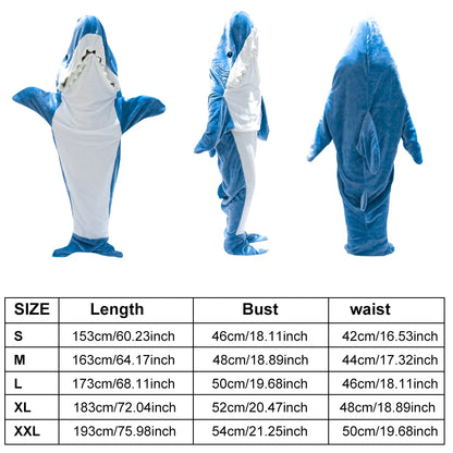 Shark Cartoon Sleeping Bag S, M, L Hooded Warm Flannel Blanket