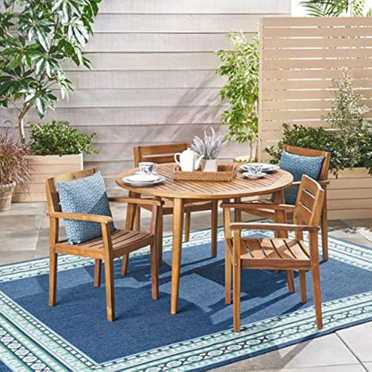 Patio Dining Set 5 Piece Acacia Wood