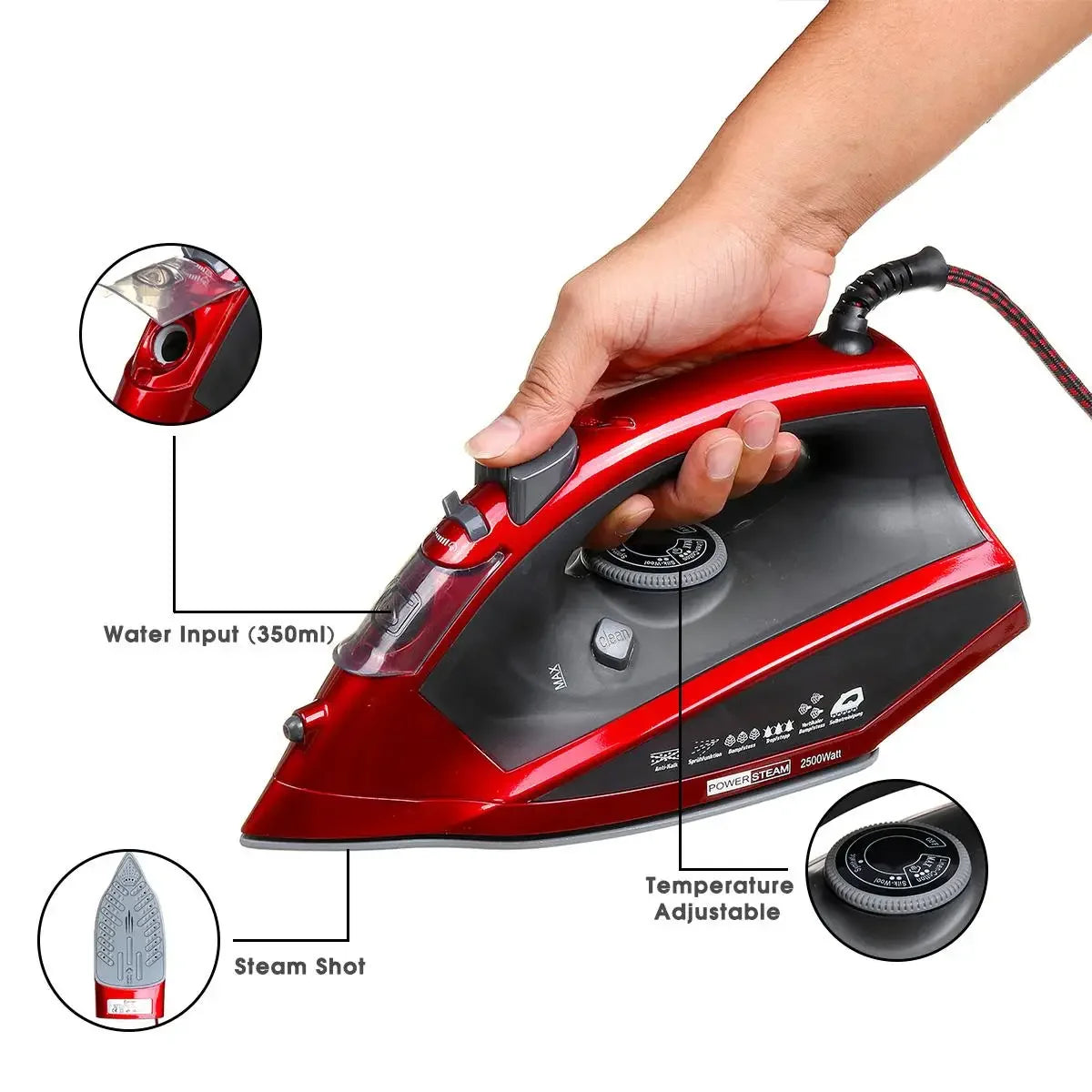 220-240V 2500W Steam Iron for Clothes Garment Steam Generator Electric Irons