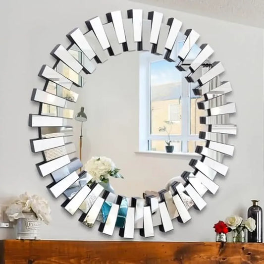 Beveled Glass Round Wall Mirror 32''