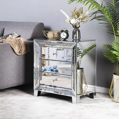 Mirrored Nightstand End Table 23" W x 24.8"H