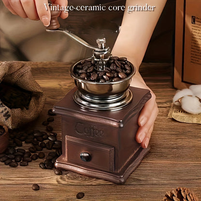 1set Wooden Classic Vintage Mini Manual Bean Grinder Press Pot