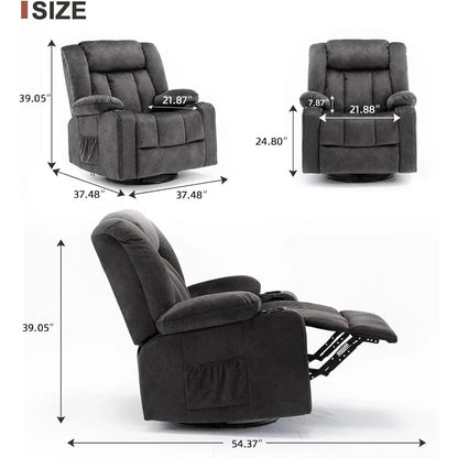 Recliner Chair Massage Rocker with Heated 360 Degree Swivel