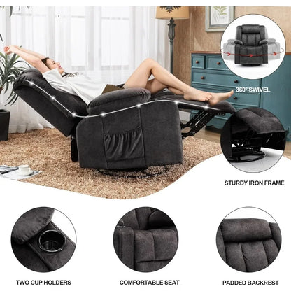 Recliner Chair Massage Rocker with Heated 360 Degree Swivel