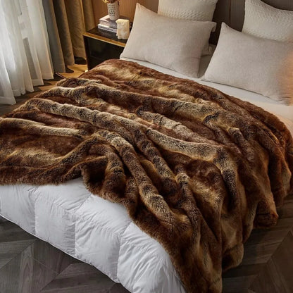 Luxury Faux Fur Blanket - Super Thick Warm Long Fluff Fuzzy Throw